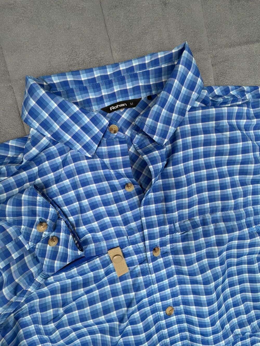 Rohan Men's Blue Plaid Long Sleeve Button Down Shirt Size M